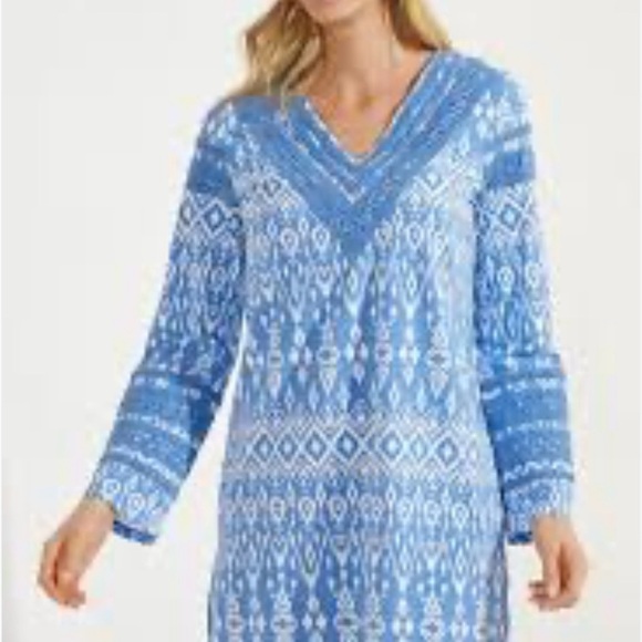 Coolibar French Blue Melrose Ikat Size Small Samoa Bay Cover-up - Picture 1 of 14